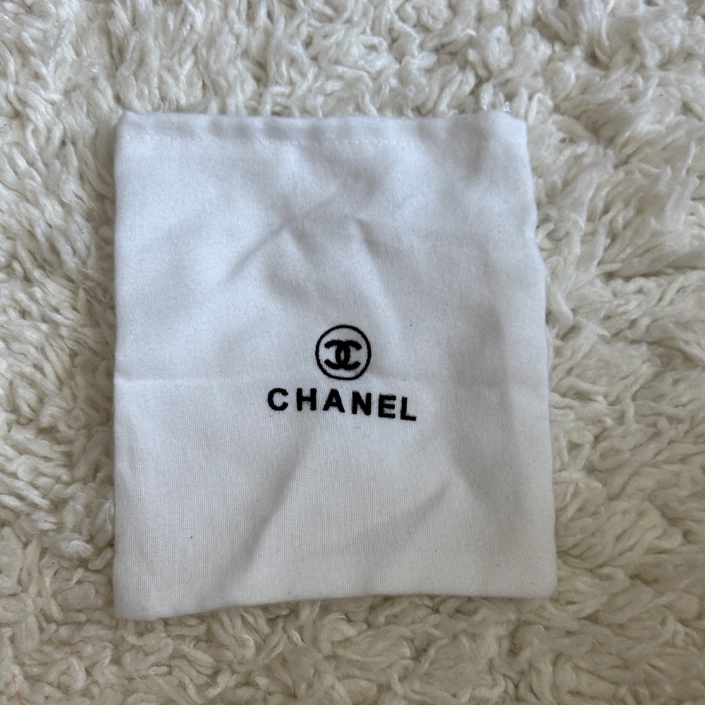CHANEL White Logo Pouch